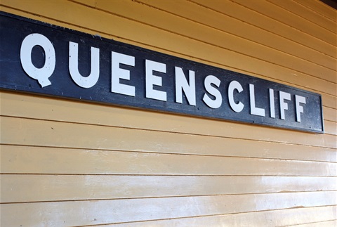 'Queenscliff' location sign at the old railway station