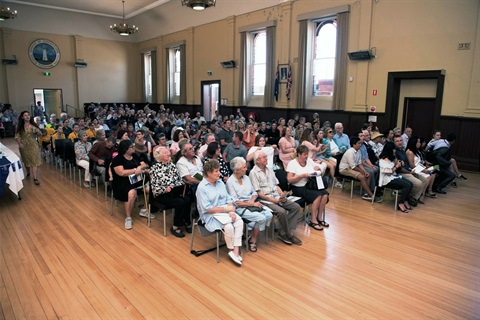 Crowds at the 2019 Australia Day Awards in Queenscliff Town Hall