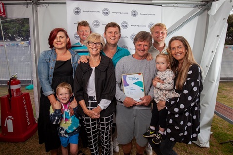 Peter Callahan, BoQ Citizen of the Year 2021, with family