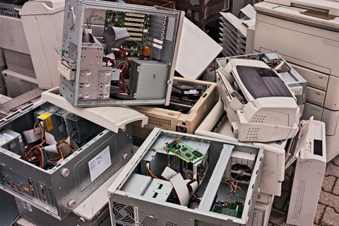 Electronic waste piled up