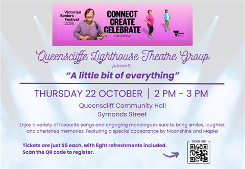 'A Little Bit of Everything' presented by Queenscliffe Lighthouse Theatre Group, Seniors Festival, 22 October 2026, 2pm, Queenscliff Community Hall