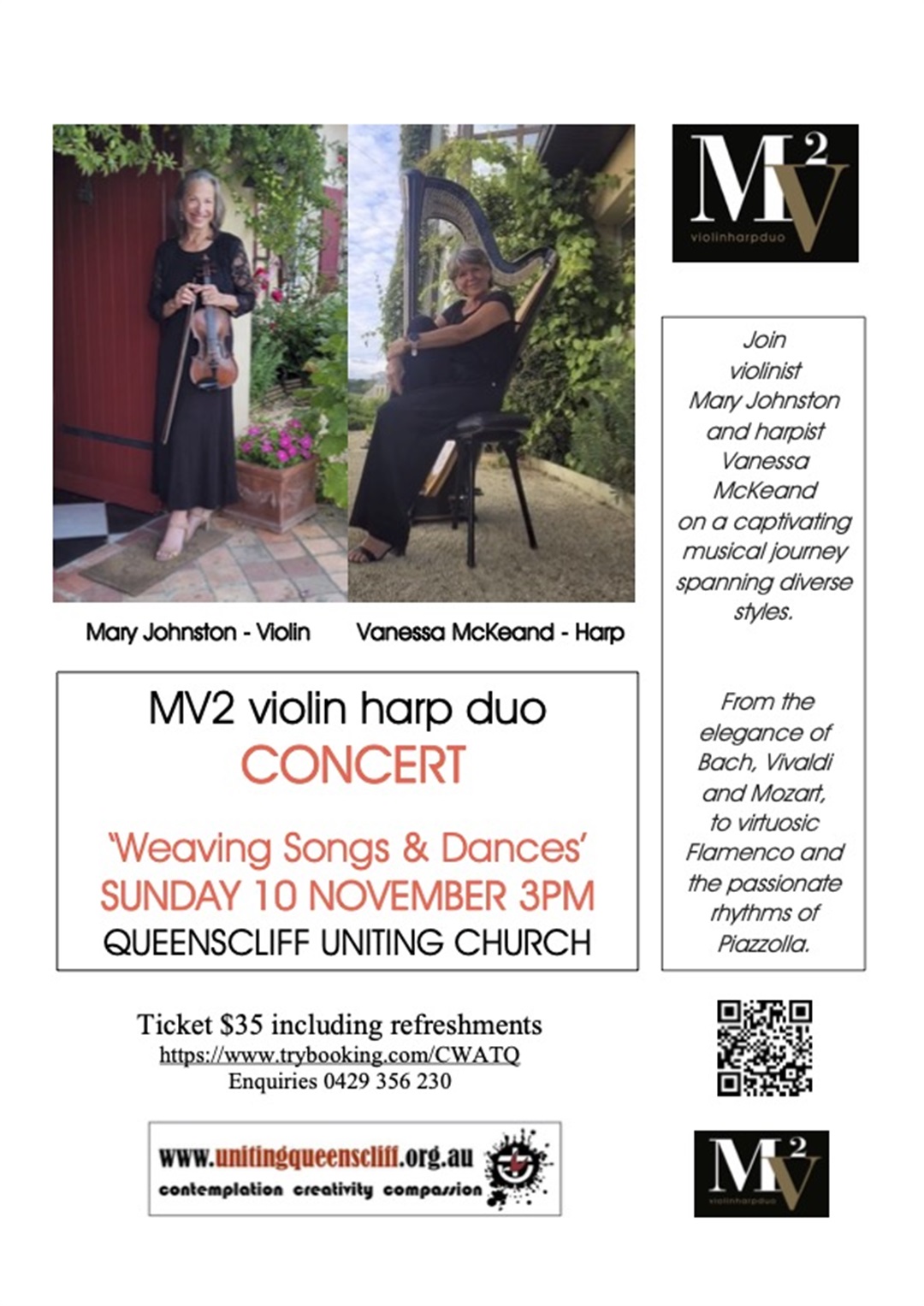 MV2 Violin Harp Duo Concert Borough of Queenscliffe