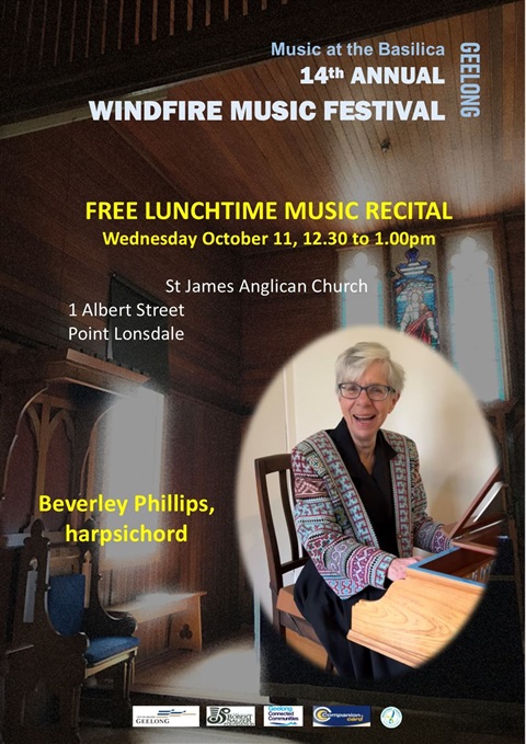 Free lunchtime music recital by Beverley Phillips on Harpsichord