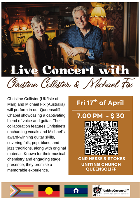 Concert with Christine Collister and Michael Fix at Uniting Church Queenscliff 17 April 2026