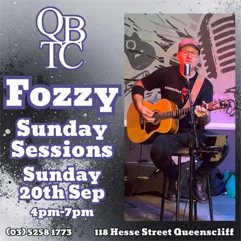 QBTC Sunday Session with Fozzy 20 September 2026, Queenscliff 4-7pm