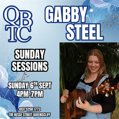 Sunday Session at QBTC with Gabby Steel, 6 September 2026, Queenscliff