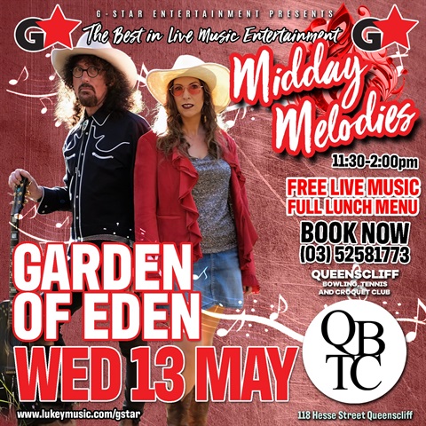 Midday Melodies present Garden of Eden at QBTC Queenscliff 13 May 2026
