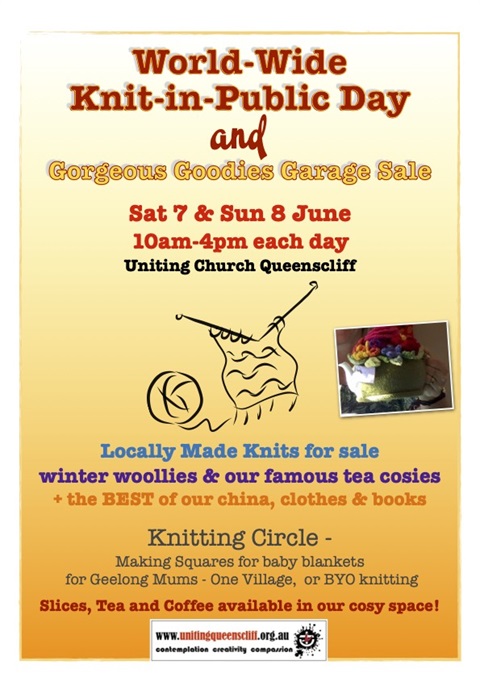 World-wide Knit in Public Day and Gorgeous Goodies Garage Sale 7 & 8 June 2025