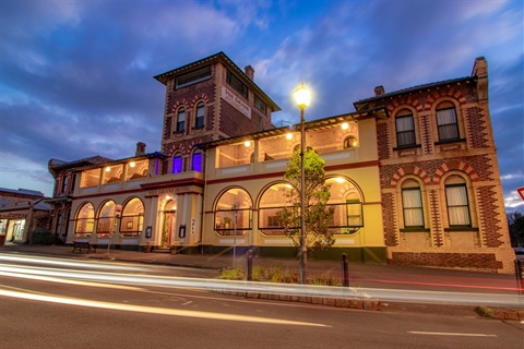 External shot of the Vue Grand Hotel at twilight