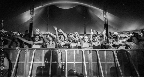 Punters line the crowd barrier at Queenscliff Music Festival