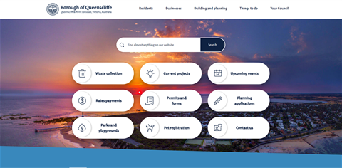 Screenshot of the Borough of Queenscliffe's new website, April 2021