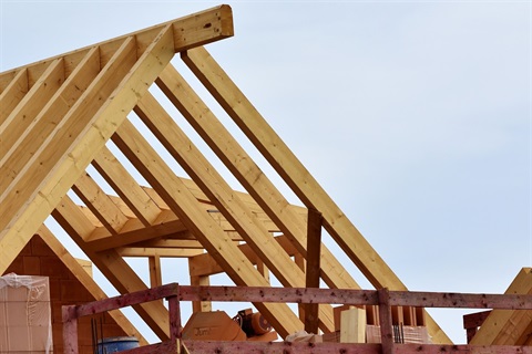 Slats of the roof of a house